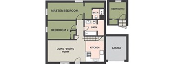 3-Bedroom, 1 1/2-Bath