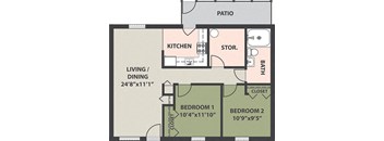 2-Bedroom, 1-Bath