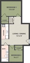 2-Bedroom, 1-Bath