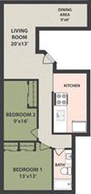 2-Bedroom, 1-Bath
