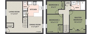 3-Bedroom, 1 1/2-Bath
