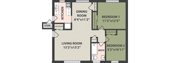 2-Bedroom, 1-Bath