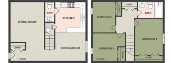 3-Bedroom, 1 1/2-Bath
