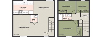 3-Bedroom, 1 1/2-Bath