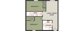 2-Bedroom, 1-Bath