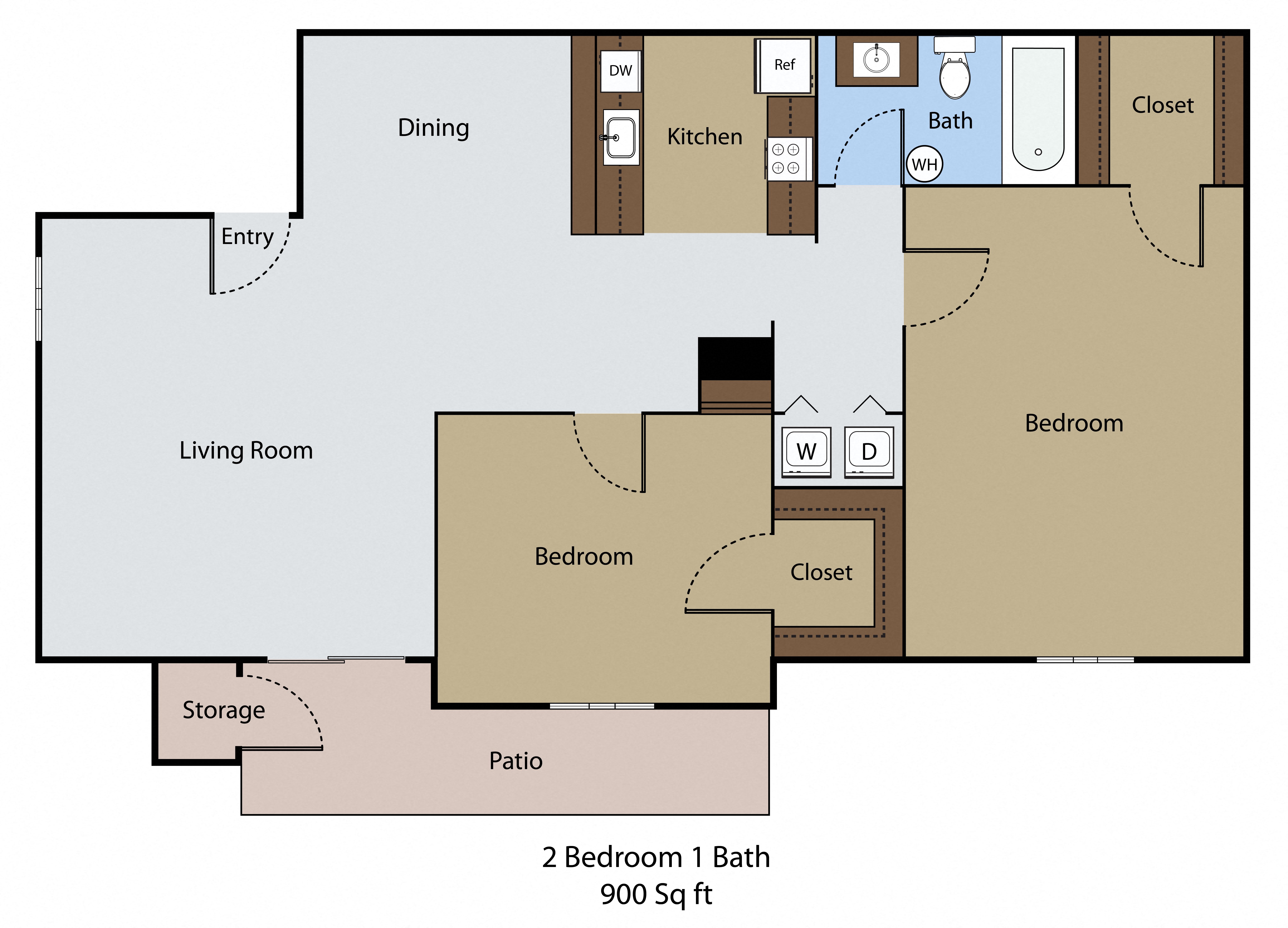 2 Bedroom 1 Bath