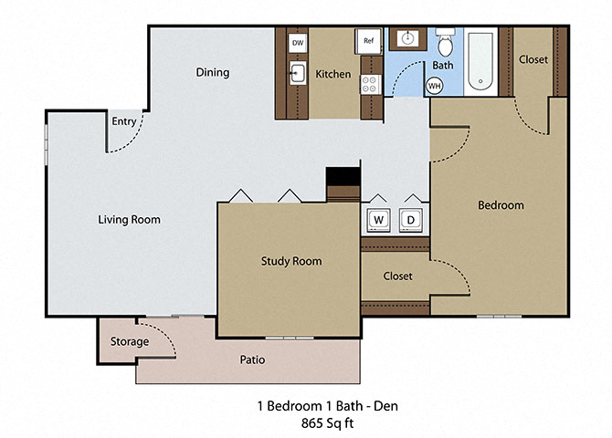 1 Bedroom 1 Bath-Den