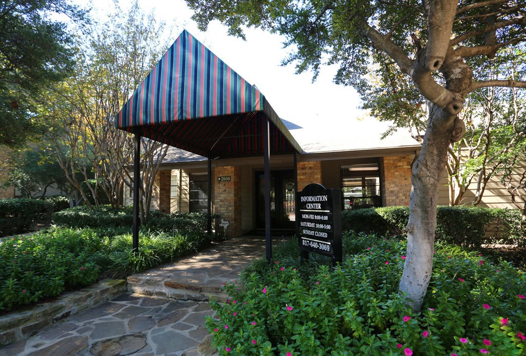 a building with a sign in front of it