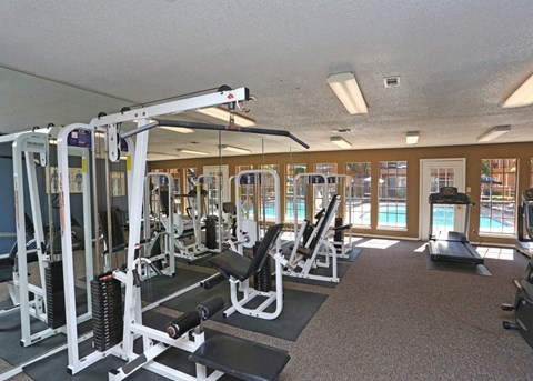 the gym is equipped with weights and other cardio equipment