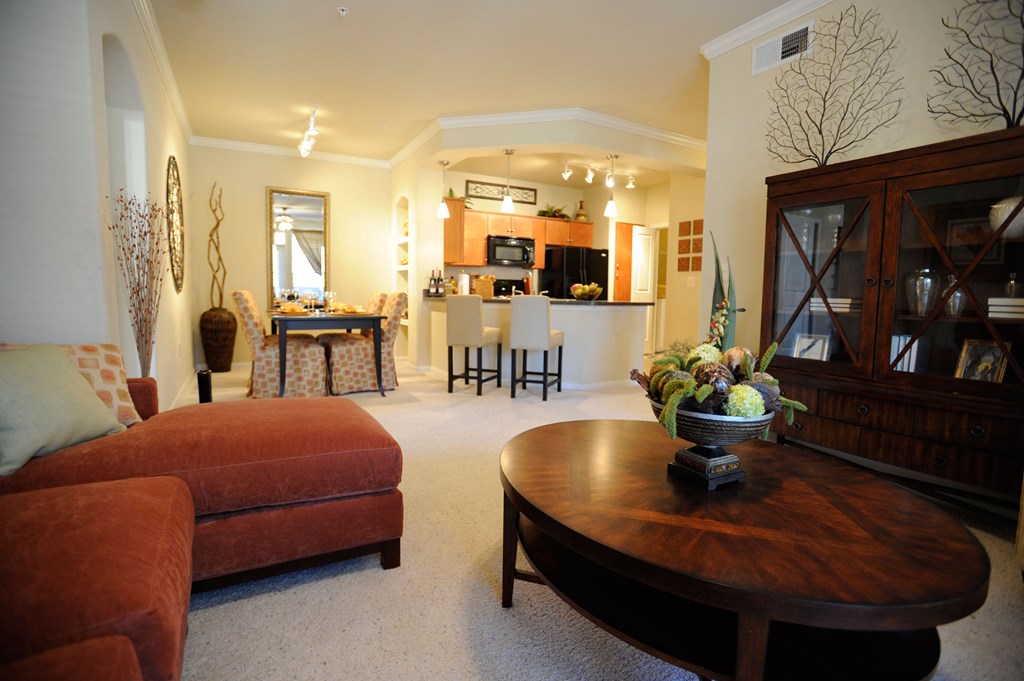 a living room with a couch and a coffee table