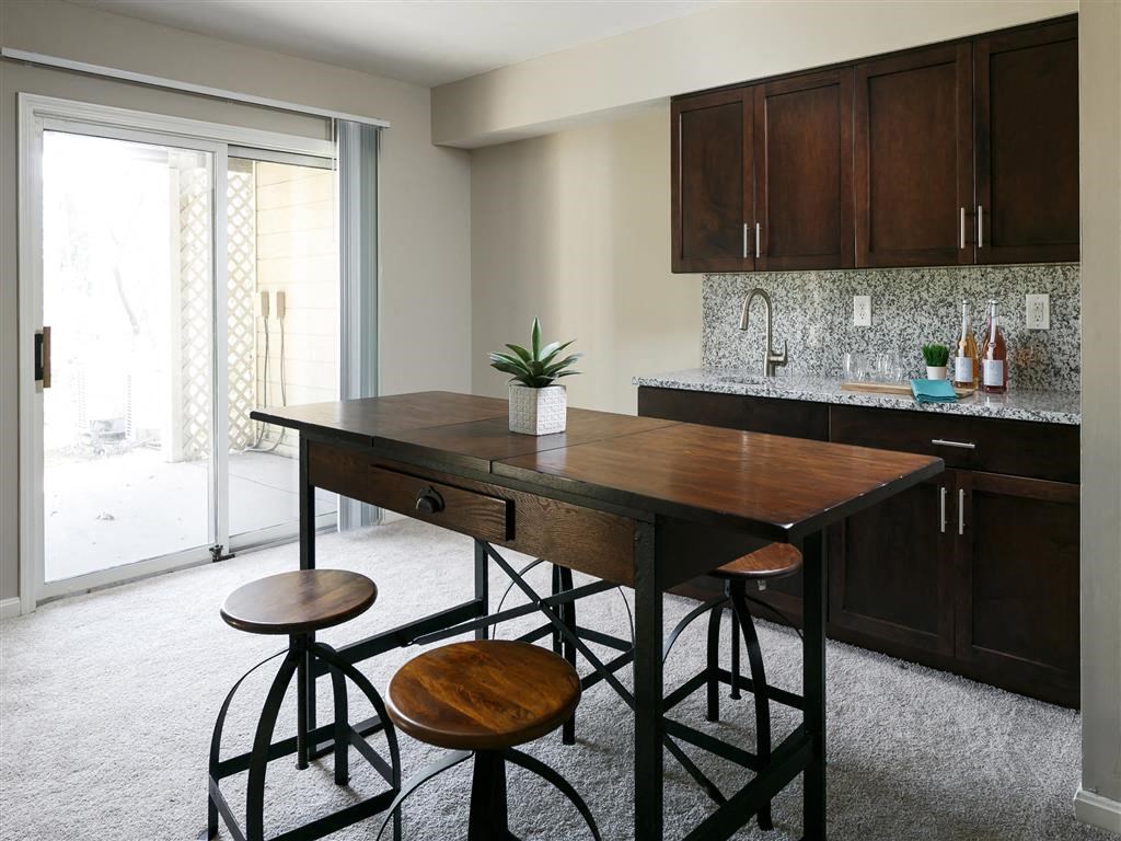 The Overlook at St. Thomas Apartments Louisville walk-out basement with wet bar