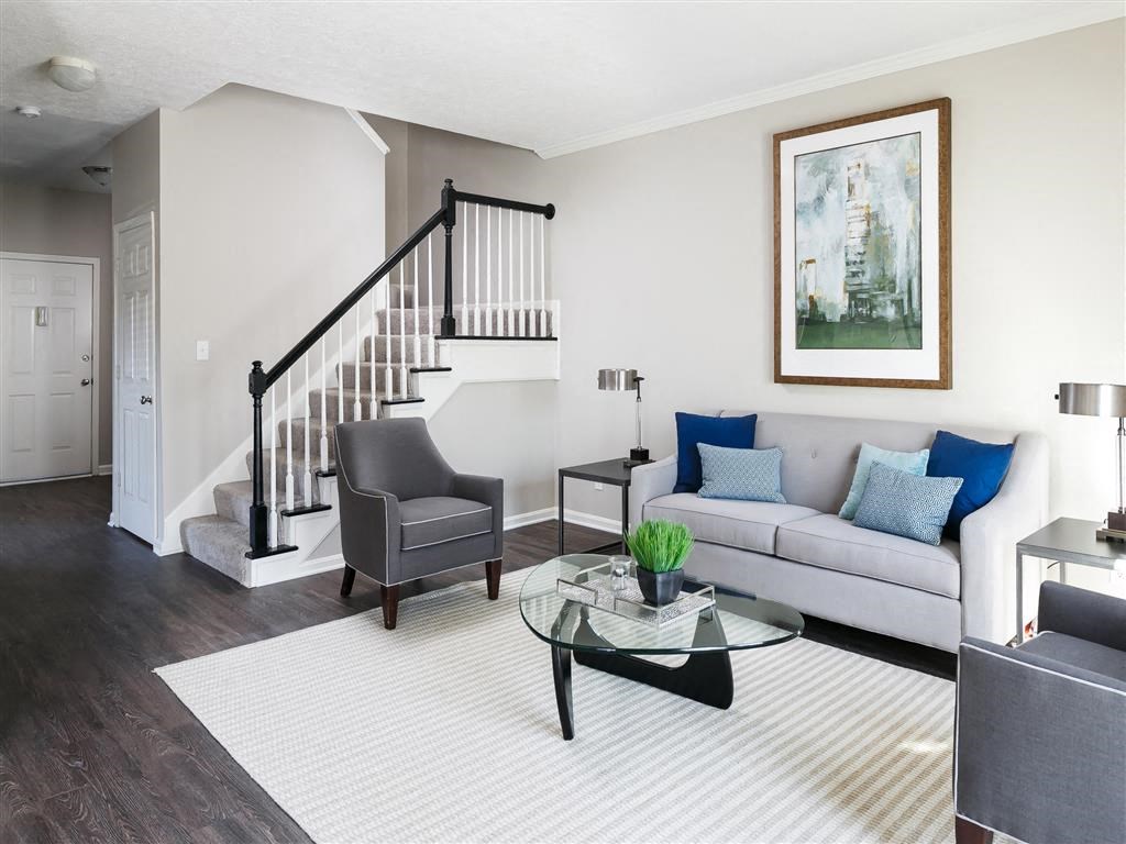 The Overlook at St. Thomas Apartments Louisville townhome living room