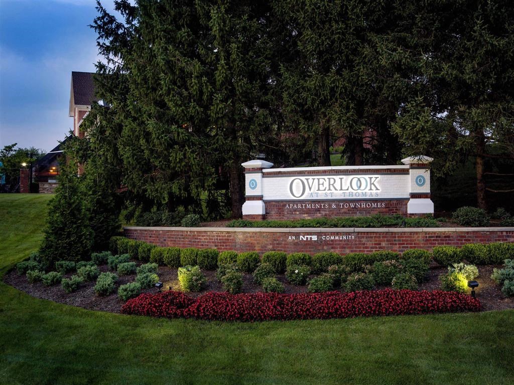 The Overlook at St. Thomas Apartments Louisville entrance signage