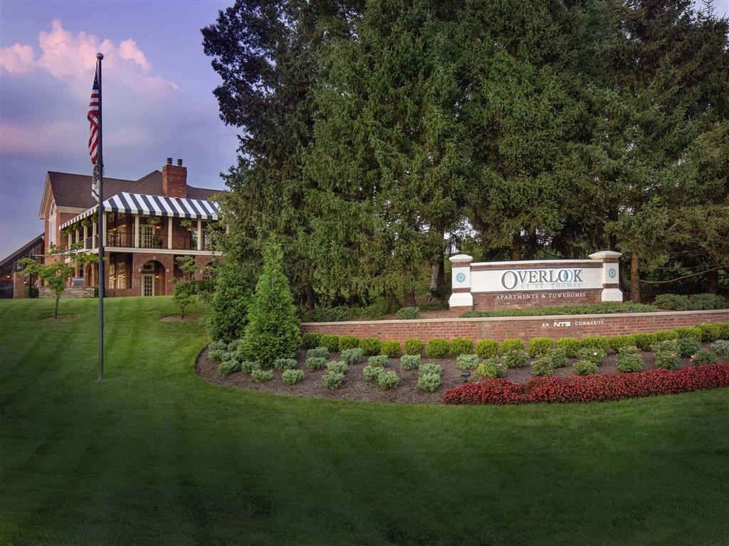 The Overlook at St. Thomas Apartments Louisville community entrance sign