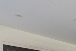 Covered seating outside the community center