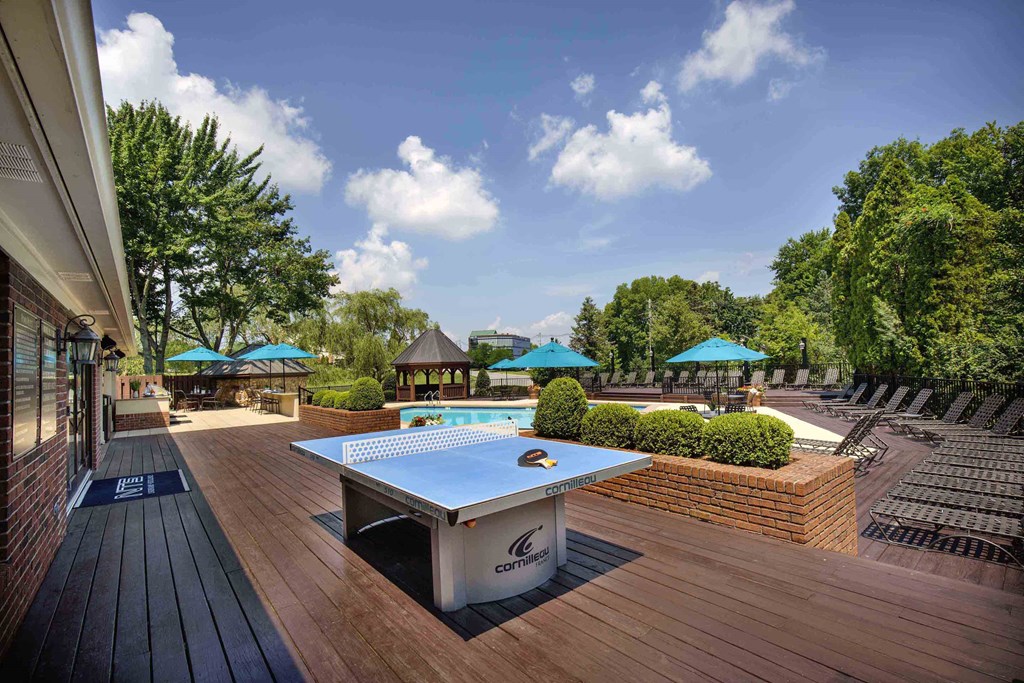 The Willows Apartments Louisville outdoor ping-pong and entertainment deck