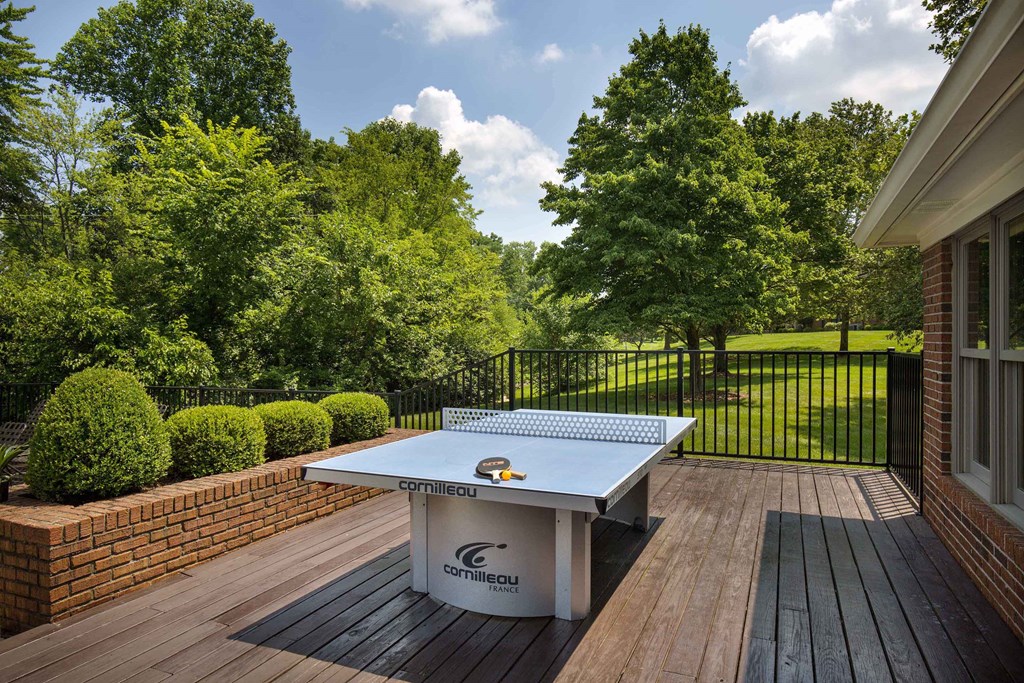 The Willows Apartments Louisville outdoor ping-pong and entertainment deck