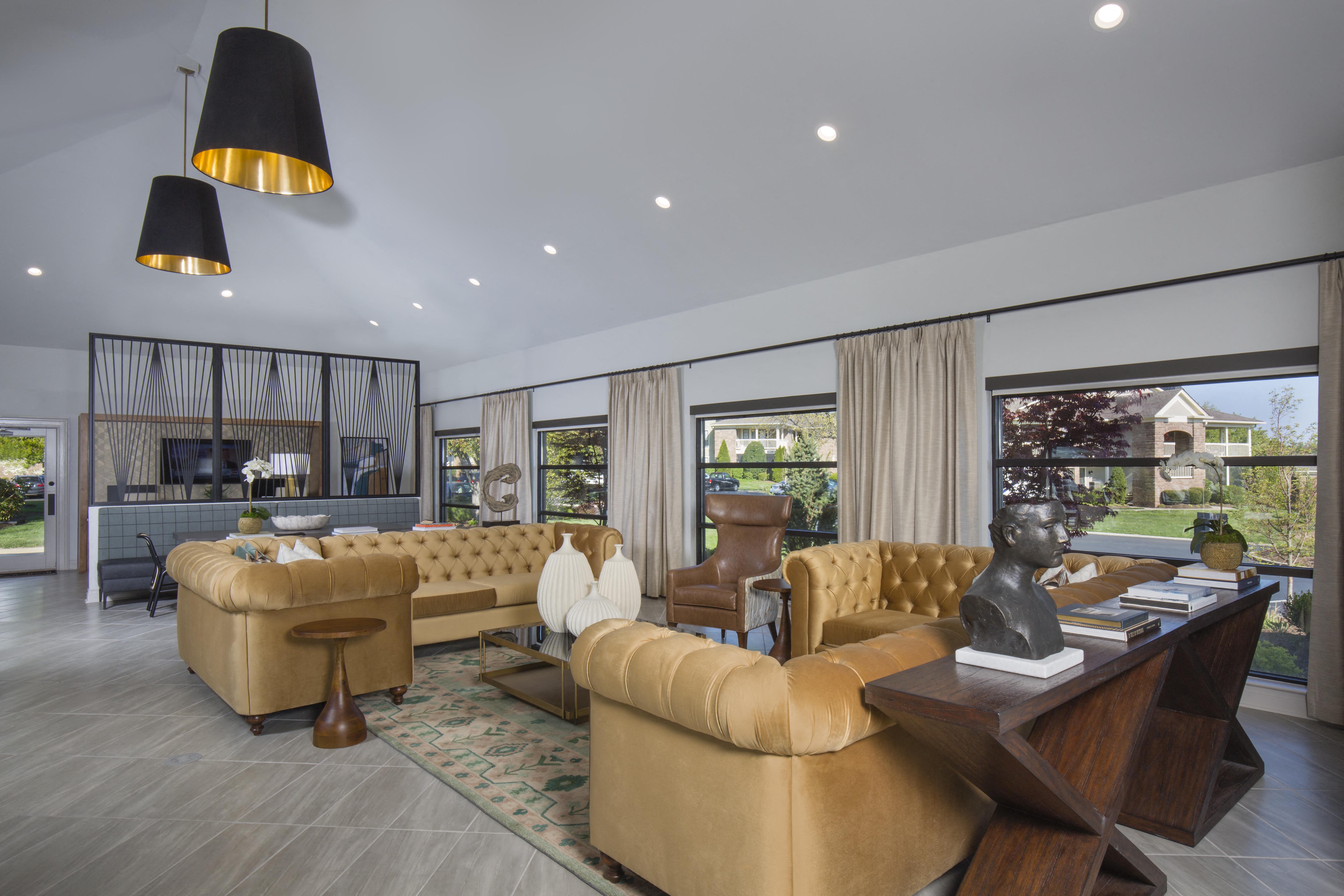 Lexington Park Place Apartments resident lounge with plush seating