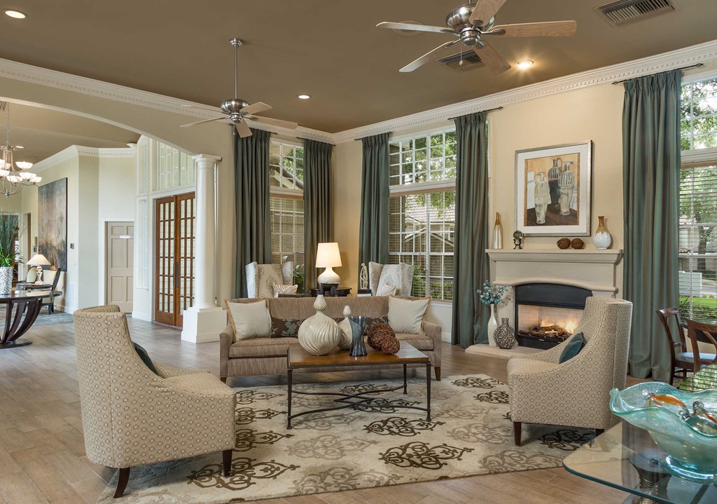 Longwood Golf Brook Apartments Resident Lounge with Fireplace
