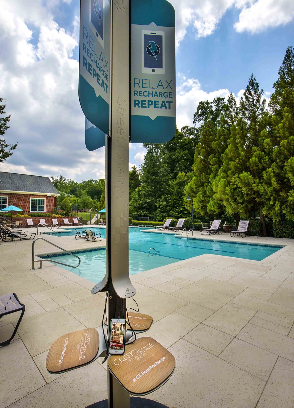 Creek's Edge Apartments Richmond Virginia poolside phone charging station