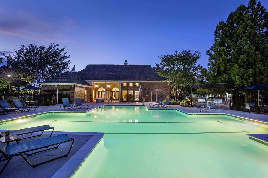 Grove Swift Creek Apartments Resort-Style Pool at Dusk