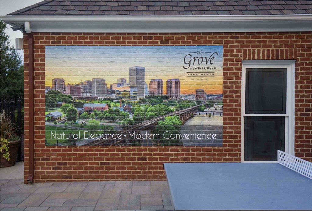 Grove Swift Creek Apartments Mural of Richmond Cityscape