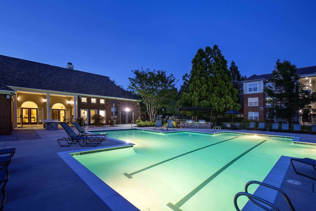 Grove Swift Creek Apartments Resort-Style Pool at Dusk