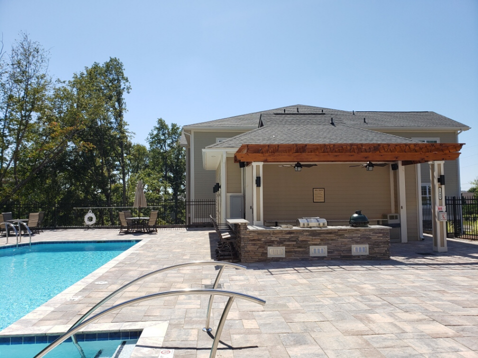 poolside cabana and grilling area