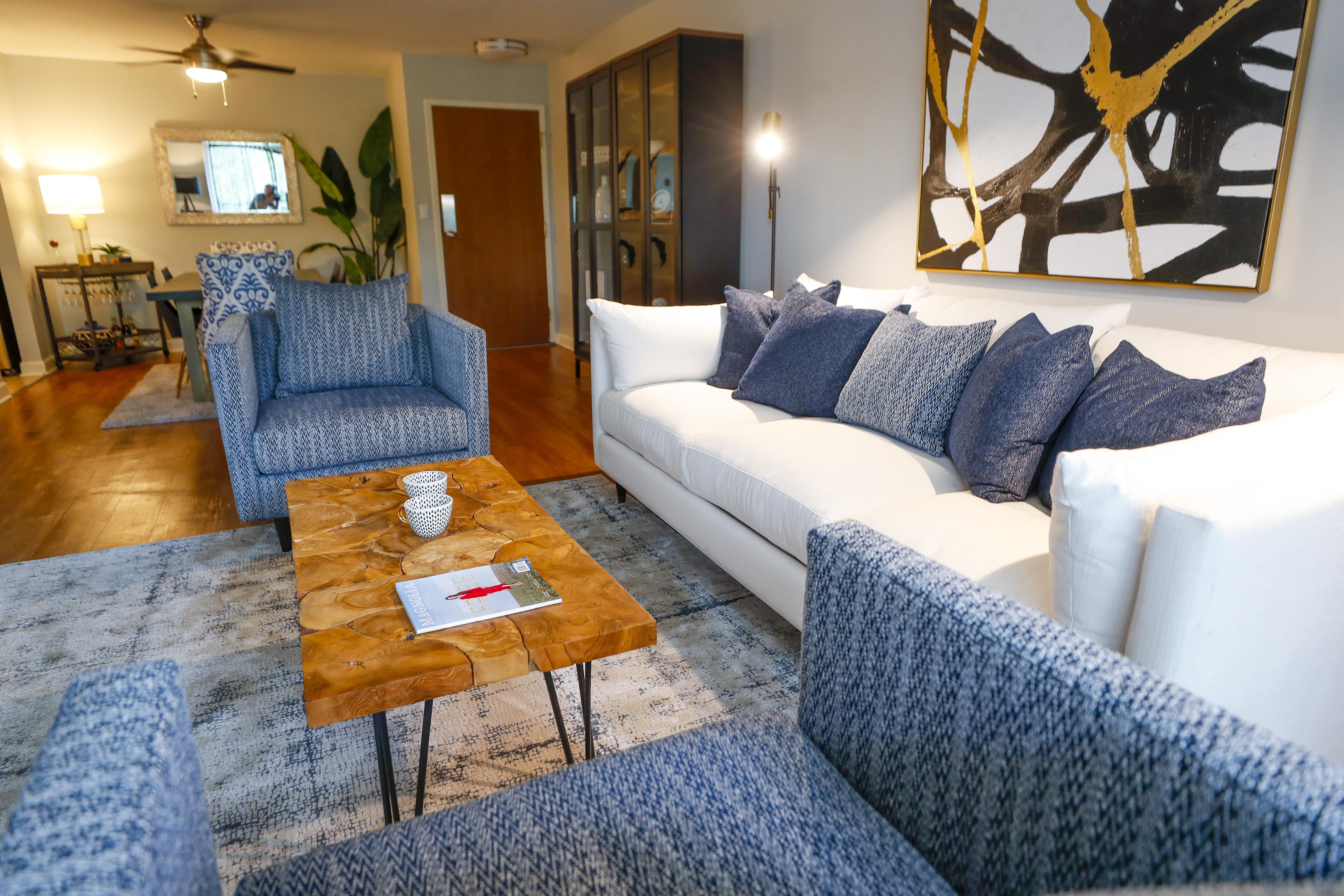 Living Room with full plank flooring
