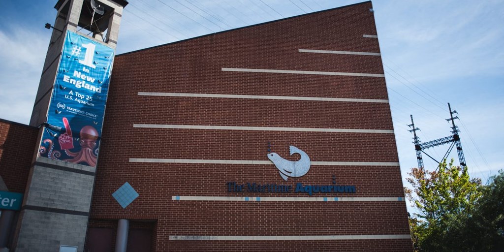 the side of a brick building with a logo on it