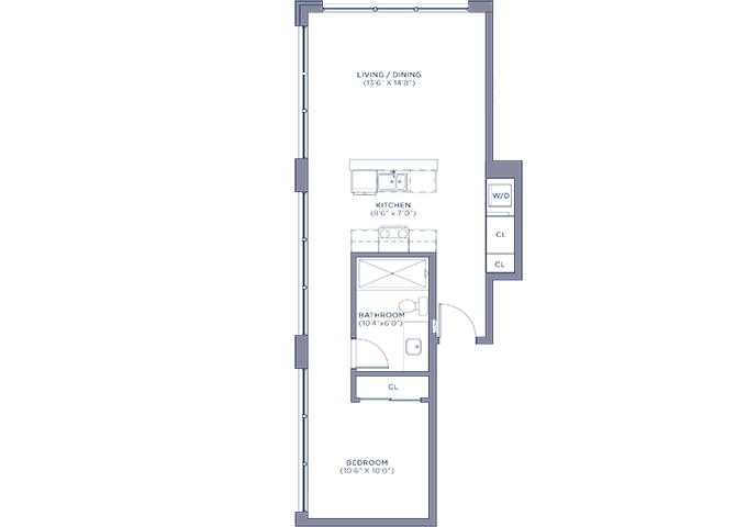 Large Studio Floor Plan at Shirt Factory Lofts, Connecticut