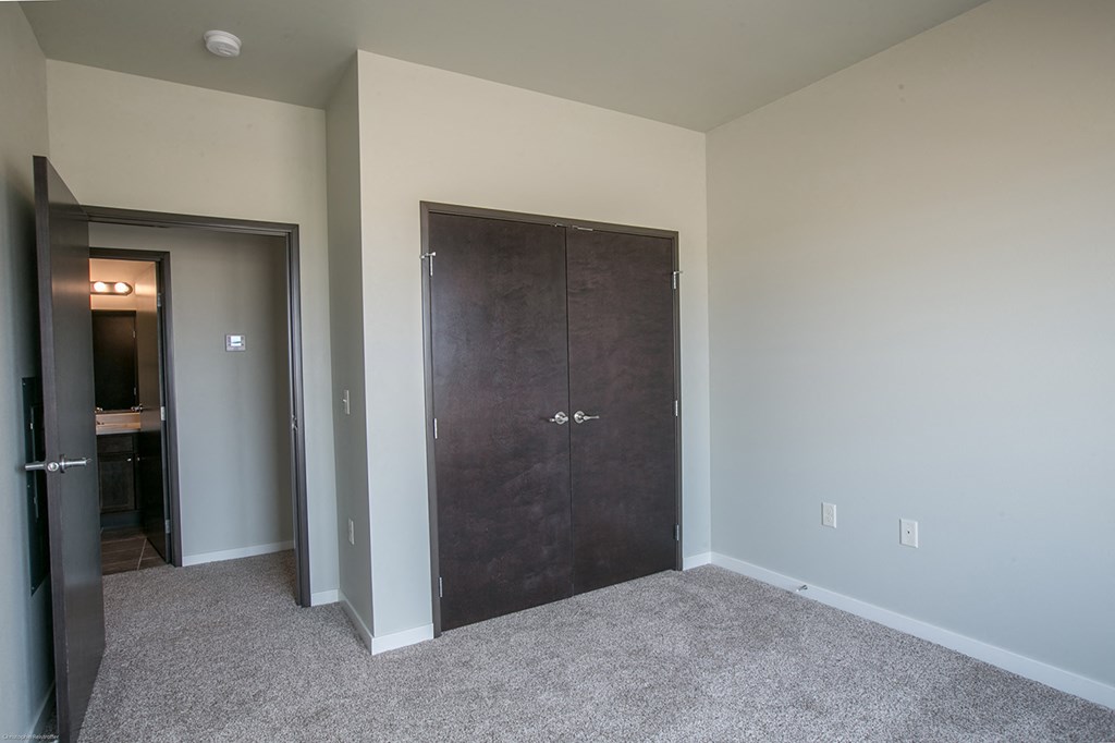 view from bedroom looking at closet door