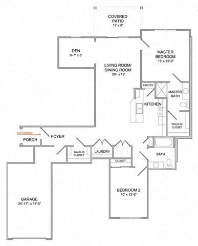 2 Bedroom/2 Bath/Den/1st Floor
