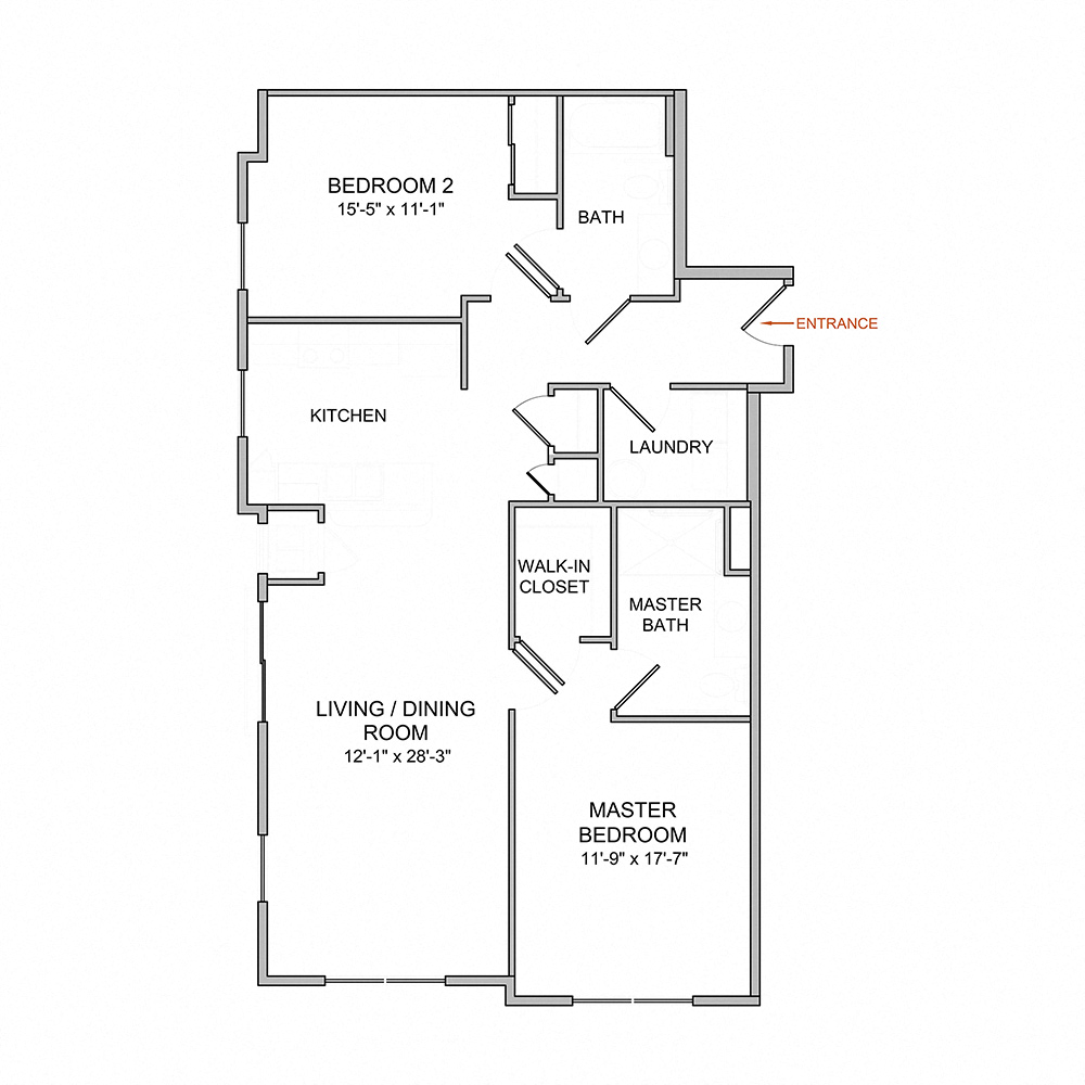 2 Bedroom/2 Bath/2nd Floor
