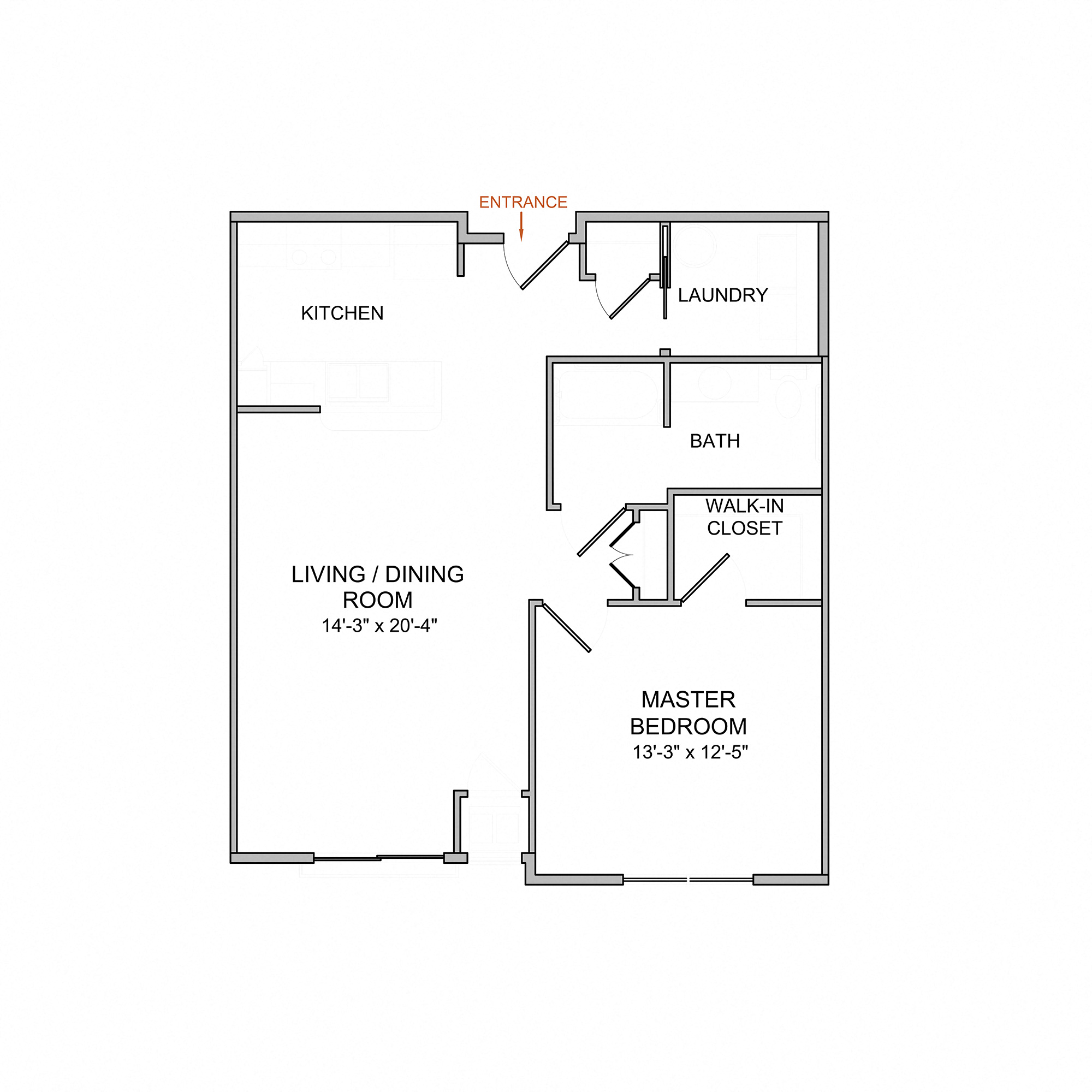 1 Bedroom/1 Bath/2nd Floor