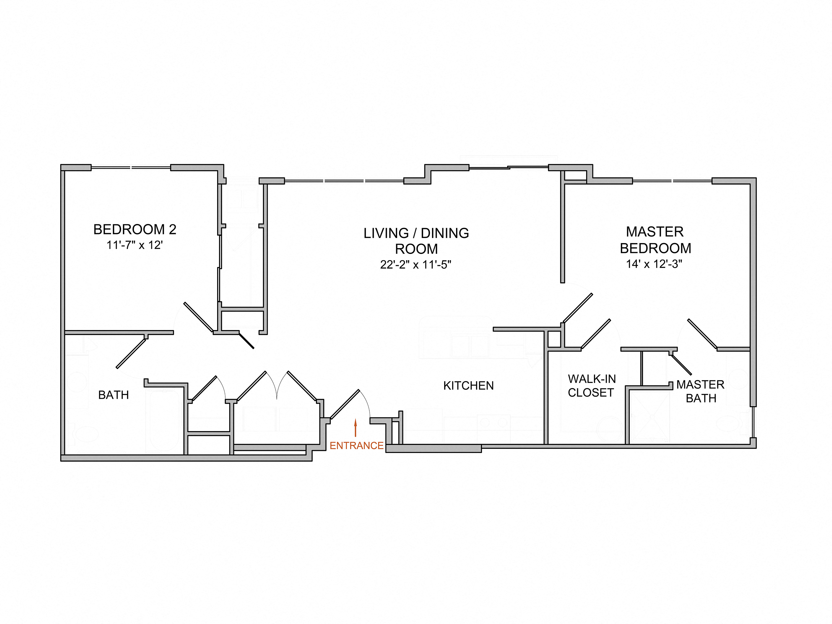 2 Bedroom/2 Bath/3rd Floor