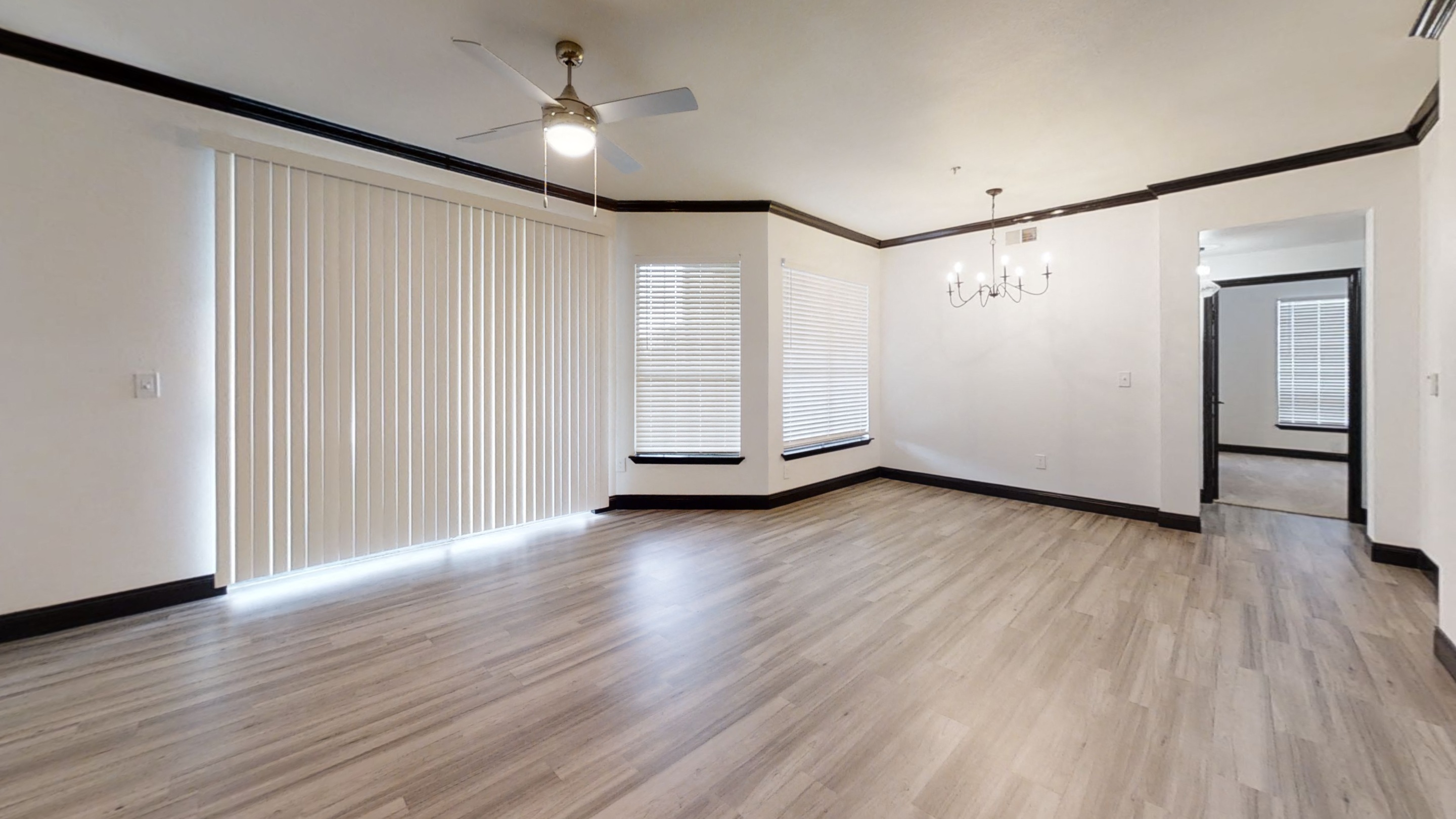 Spacious Living Room with Wood Style Flooring