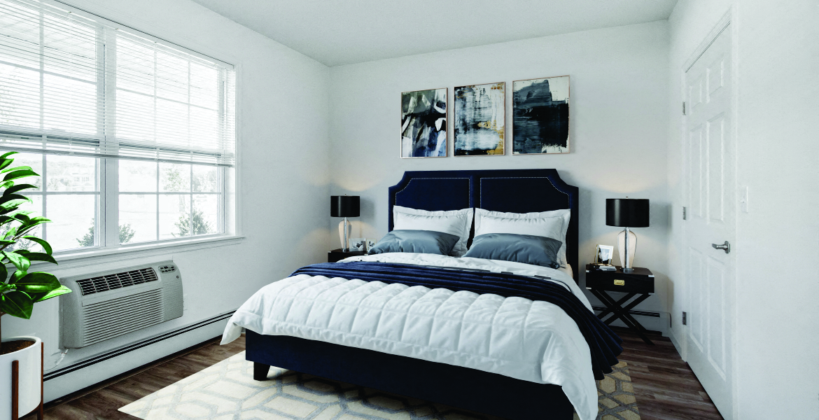 Beautiful Bright Bedroom With Wide Windows at Echo Pond Luxury Apartments, Moriches, NY