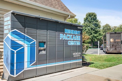 a small building with a sign on the side of it