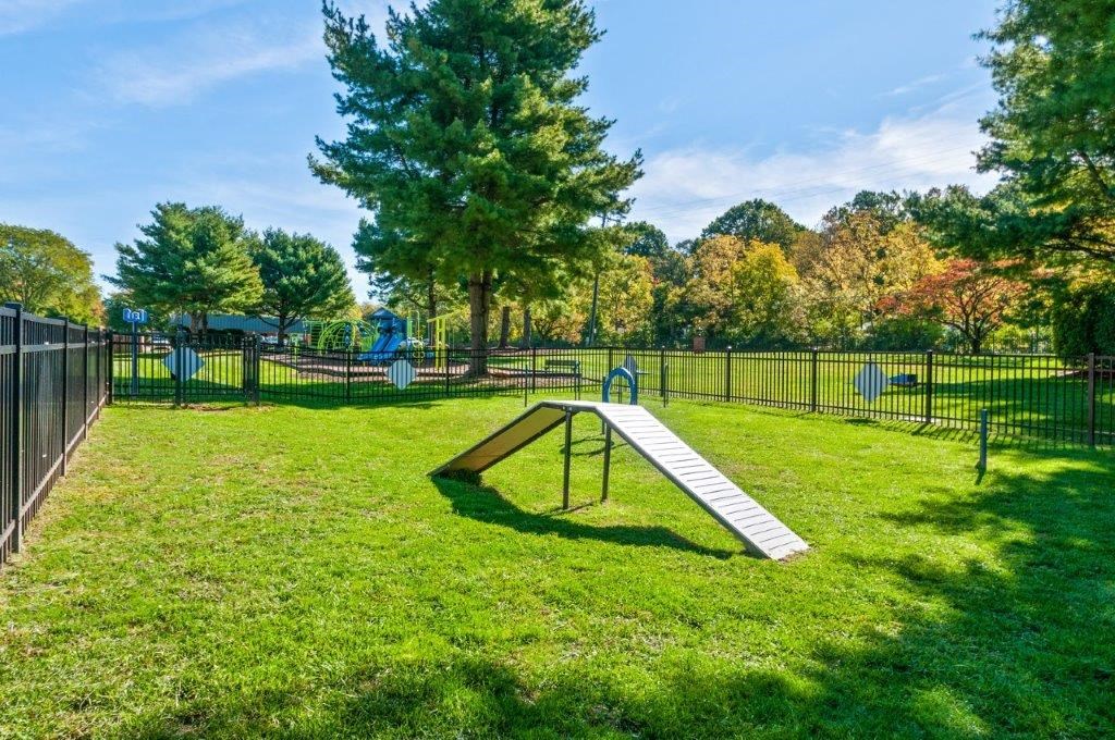 the park has a playground and a picnic table