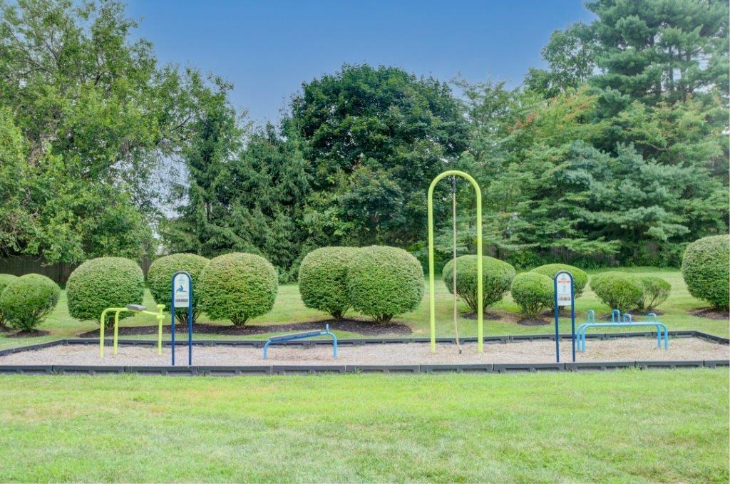 a park with some playground equipment in it