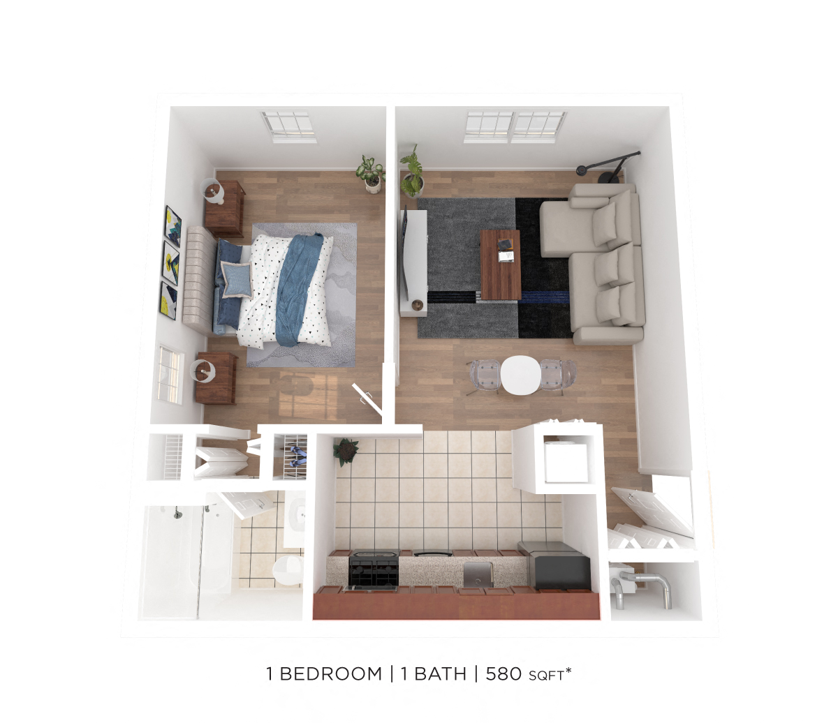 One Bedroom - 580 sqft