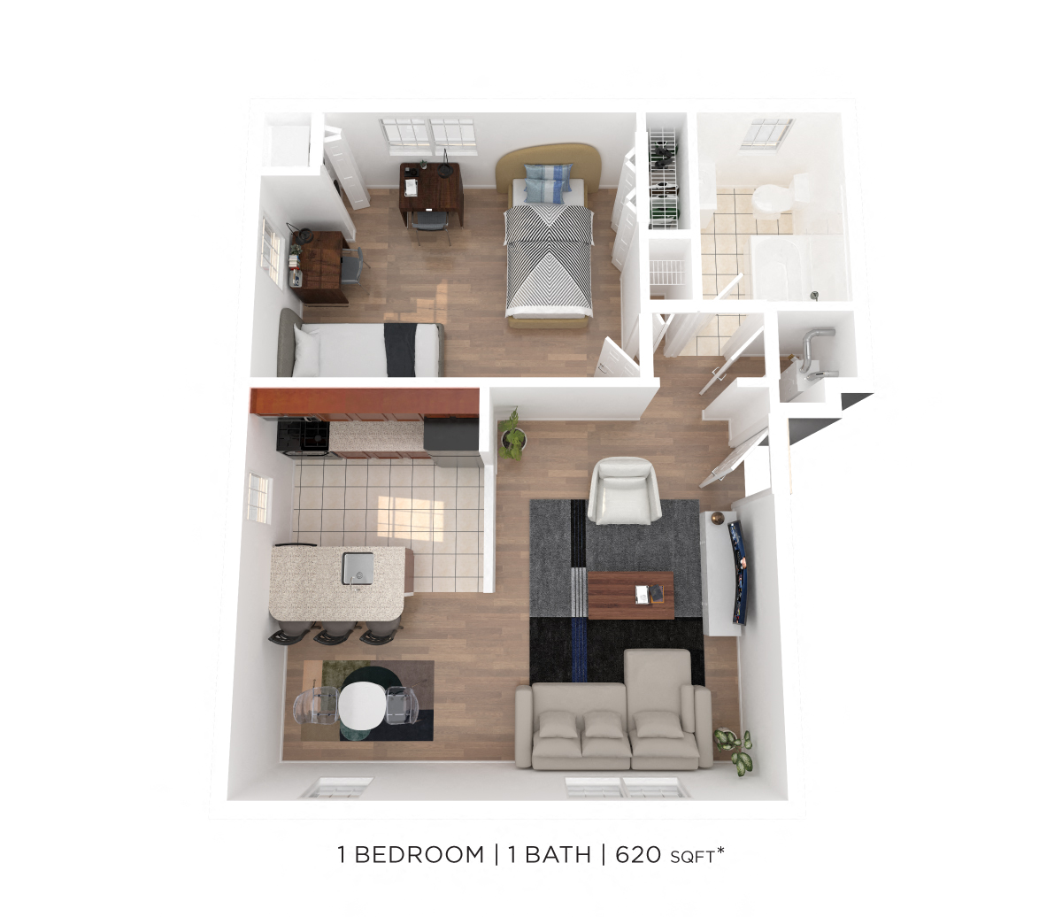 One Bedroom - 620 sqft