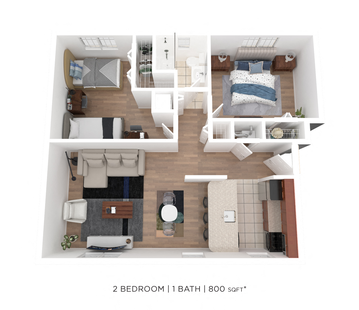 Two Bedroom - 800 sqft