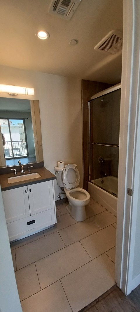 the bathroom is clean and ready for us to use