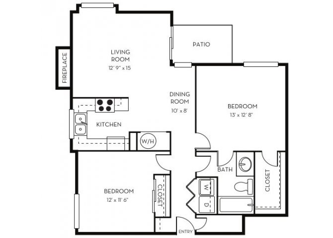 two bedroom floorplan layout at apartments in lakewood co