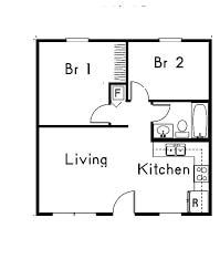 A floor plan of a home with a living room and kitchen.