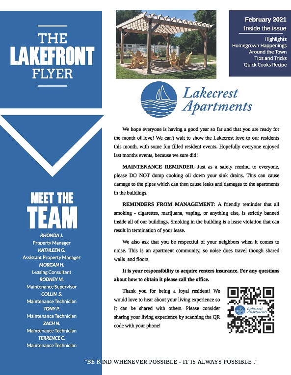 Lakecrest Apartments in St. Joseph, MI Community Info and Events