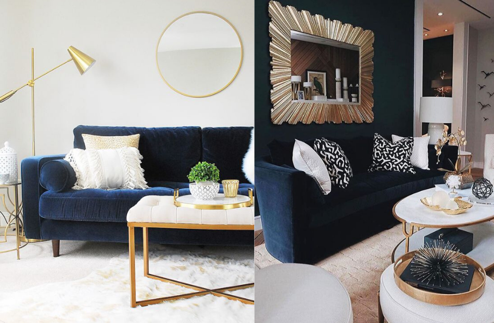 Navy Blue And Rose Gold Living Room Ideas